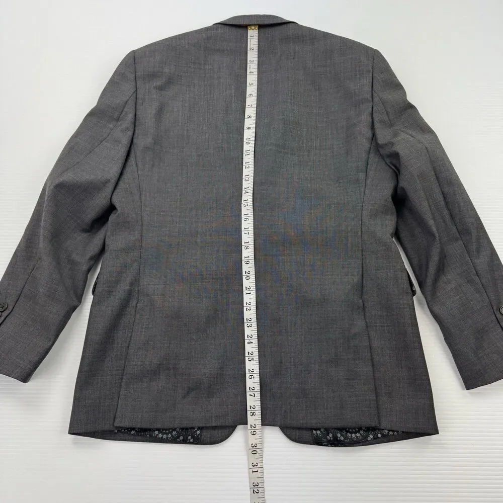 Tallia Lord & Taylor Blazer Mens 40S Gray 100% Wool Sport Coat Pattern Lining